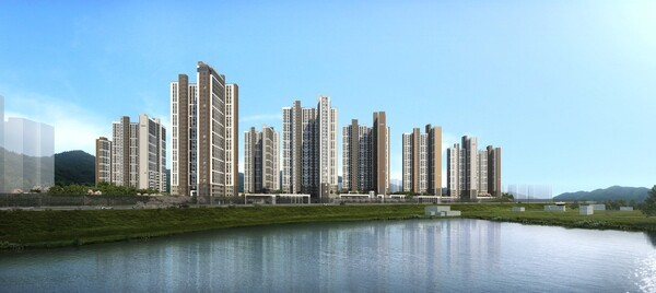 우미건설이 9월 26일 오산시 서2구역에 위치한 '오산 세교 우미린 레이크시티'의 견본주택을 열고 분양에 돌입한다.[투시도=우미건설]