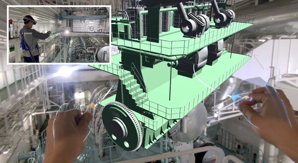 삼성중공업은 삼성전자와 'XR 기술개발 협력 MOU'를 체결하고 10월 22일 진행된 삼성전자 '갤럭시 XR' 쇼케이스 행사에서 XR 기술이 선박 검사에 활용되는 모습을 처음 공개했다.[사진=삼성중공업]