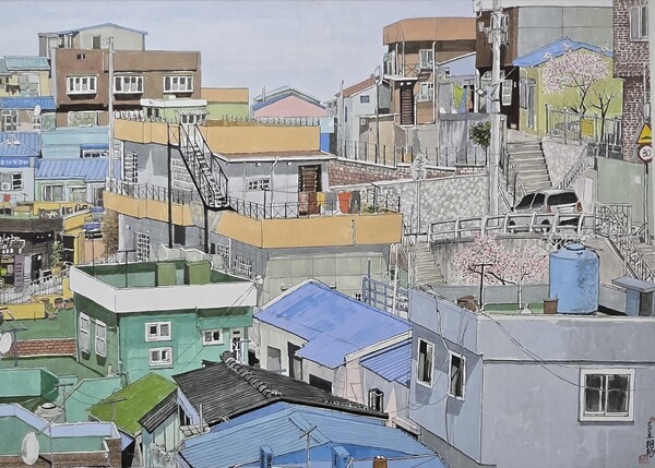 정지된 시간의 아름다움,95x69cm,수묵담채.[그림=이상표 화백]