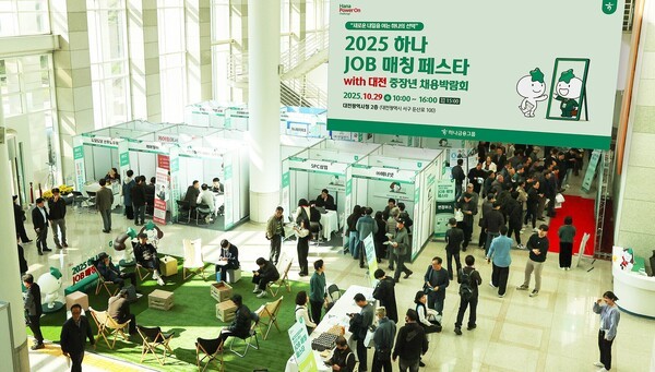  전 세계 구직·채용 앱 다운로드는 2018년 이후 꾸준히 증가하며 2024년 5억6000만 건을 넘어섰고, 연평균 11% 성장률을 기록한 것으로 나타났다.하나금융그룹은 10월 29일 대전광역시청에서 ‘하나 JOB 매칭 페스타 with 대전 중장년 채용 박람회’를 개최했다.[사진=하나금융그룹]