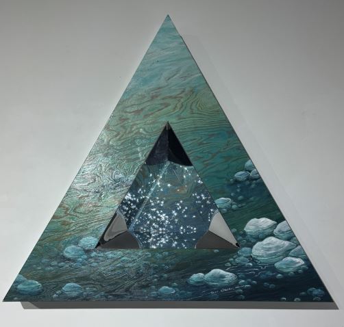 김희자, 가슴 가득히 품은 빛, 2022, Acylic on the grain plywood with mirror, 120x120x16㎝.[그림=모란미술관]